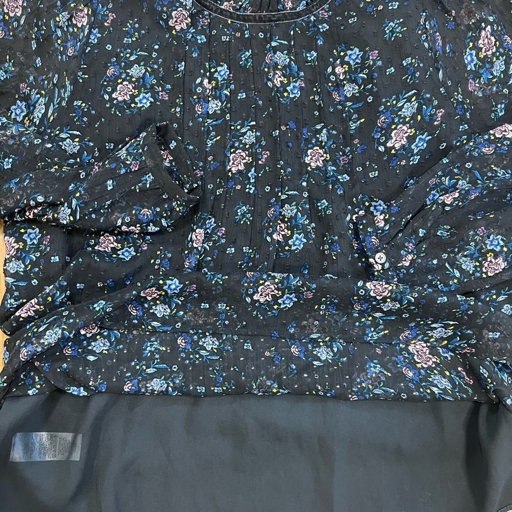 LOFT Bouquet Blouse with Velvet Trim Collar Size M - Picture 7 of 14